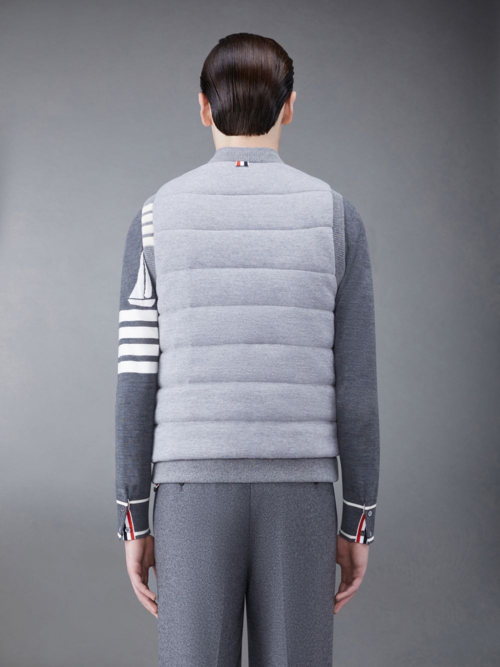 Thom Browne MERINO AND JERSEY PADDED REVERSIBLE 4-BAR Men Vest Grey | GSH79N64929