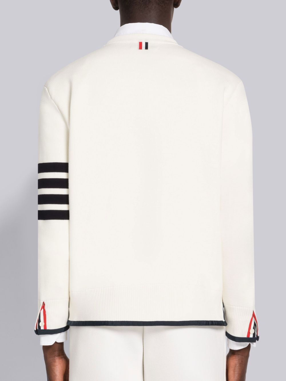 Thom Browne MILANO STITCH COTTON TIPPING 4-BAR BOXY CREW NECK Men Pullover White | TRA03J05835