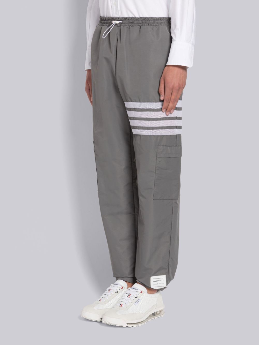 Thom Browne MILITARY RIPSTOP MESH 4-BAR PACKABLE Men Pants Grey | JDL86P61937