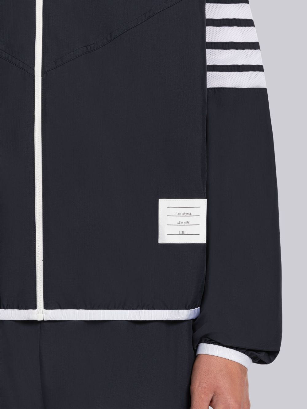 Thom Browne MILITARY RIPSTOP MESH 4-BAR PACKABLE ZIP Men Hoodie Blue | FES56D73812