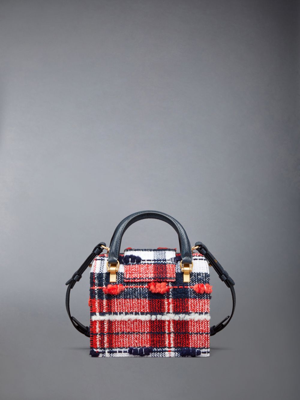 Thom Browne Madras Pouf Tweed Mrs. Mini Men Tote Bags Red | ZJW36Q73887