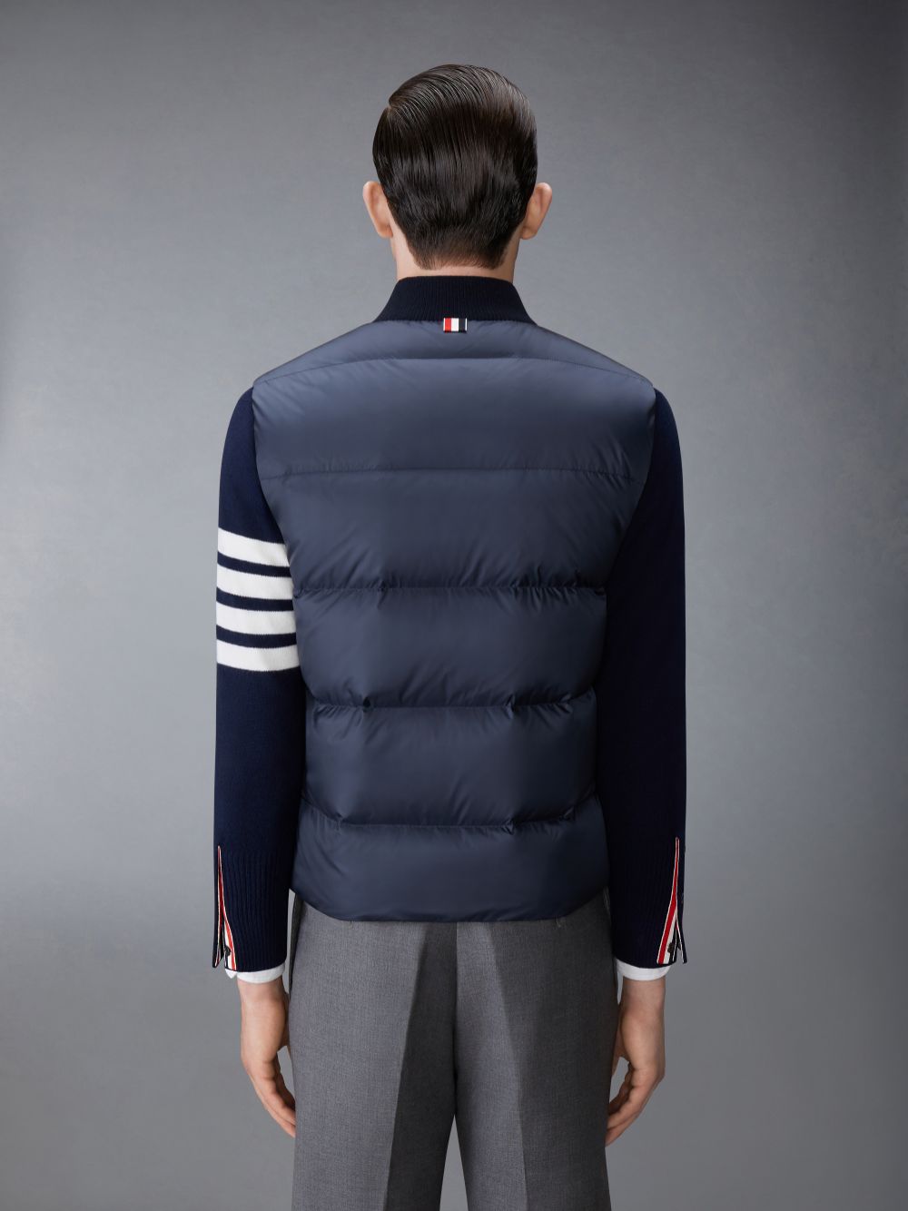 Thom Browne Matte Nylon 4-Bar Down Men Vest Navy | RYF04T55447