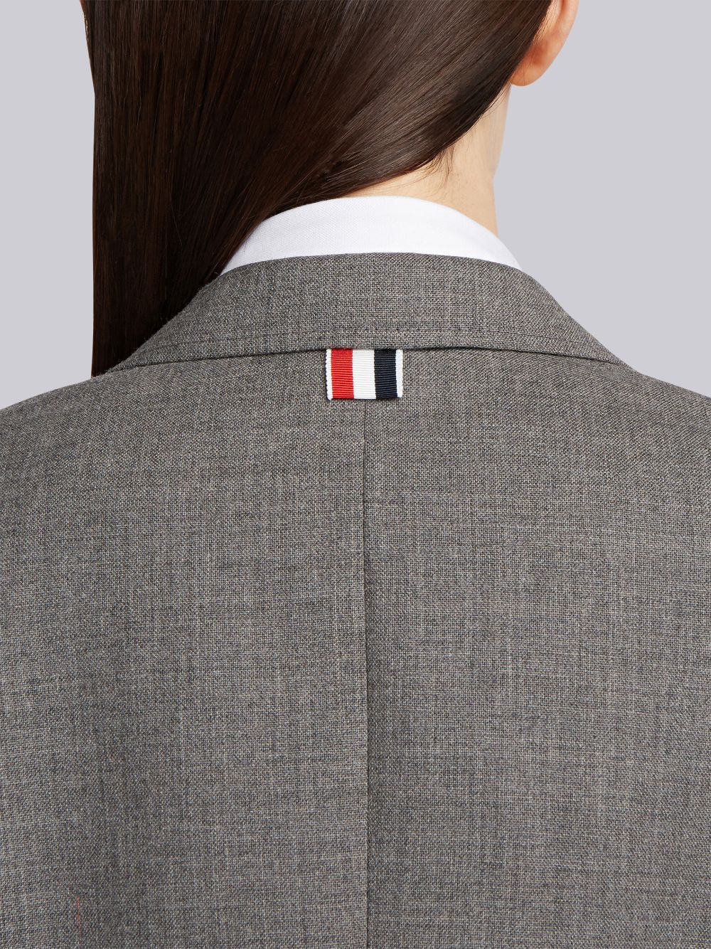 Thom Browne Medium 2-Ply Fresco Wool Wide Lapel Sport Women Coats Grey | YHR79S01899