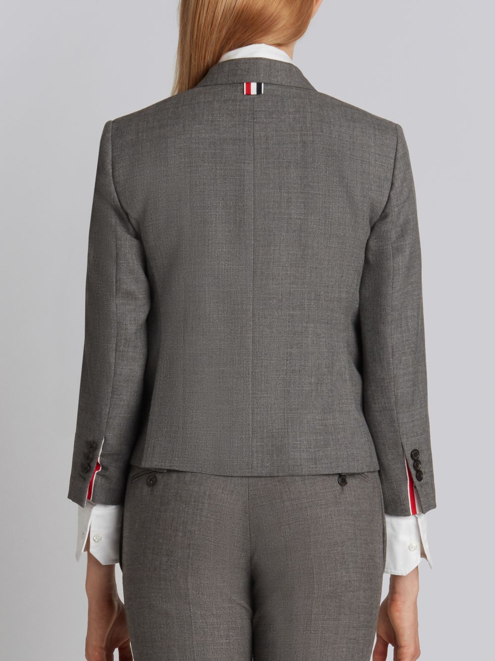 Thom Browne Medium 2-ply Wool Fresco High Armhole Single Breasted Sport Women Coats Grey | EHA43B89252