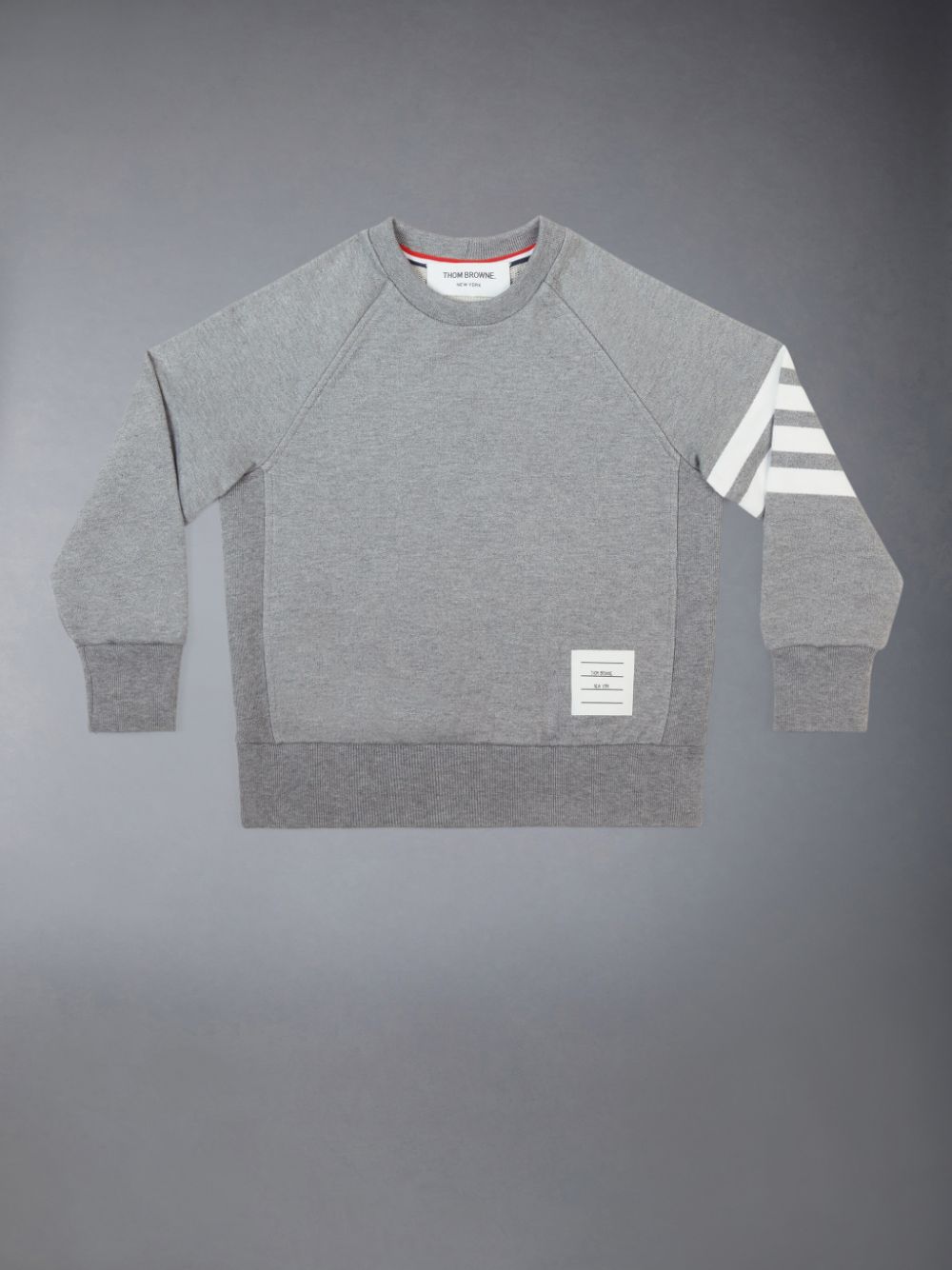 Thom Browne Medium Classic Cotton Loopback Jersey Raglan Sleeve Engineered 4-Bar Boys\'s Sweatshirts Grey | ZGZ79G51819