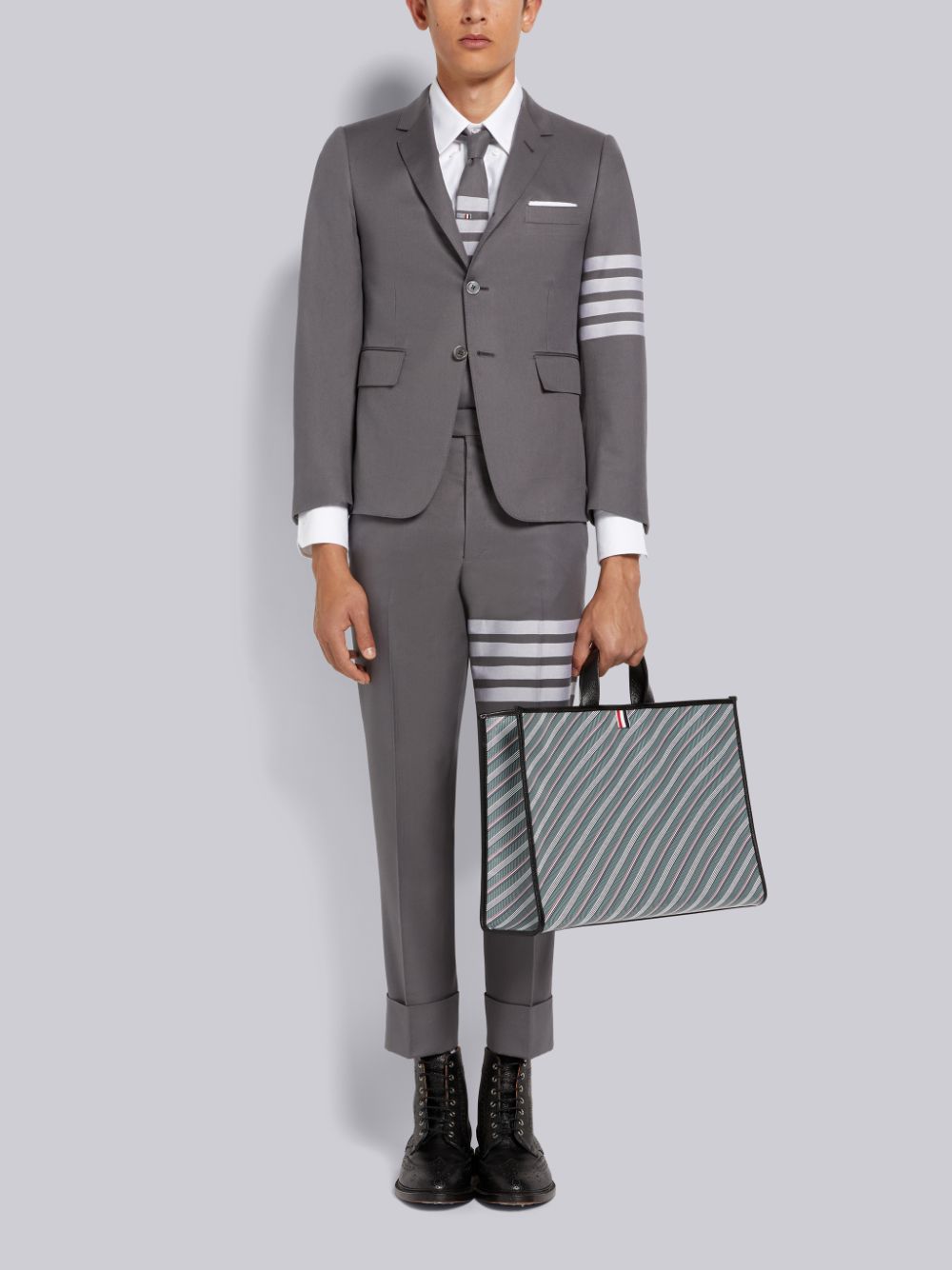 Thom Browne Medium Cotton Suiting Engineered 4-Bar Classic Men Pants Grey | YGQ80F32811