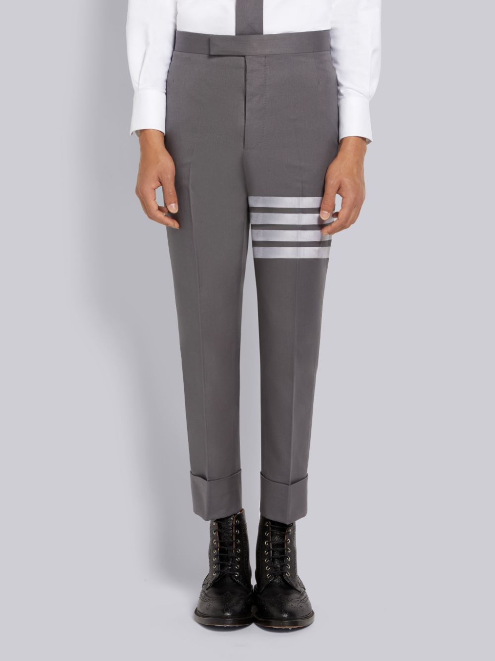 Thom Browne Medium Cotton Suiting Engineered 4-Bar Classic Men Pants Grey | YGQ80F32811