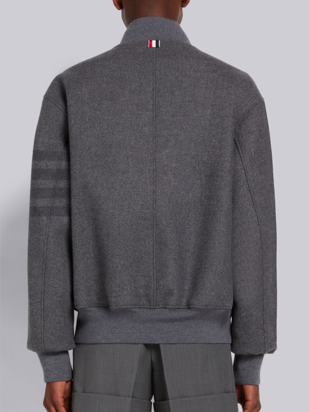 Thom Browne Medium Double Face Melton 4-Bar Oversized Blouson Men Jackets Grey | STY38P71621