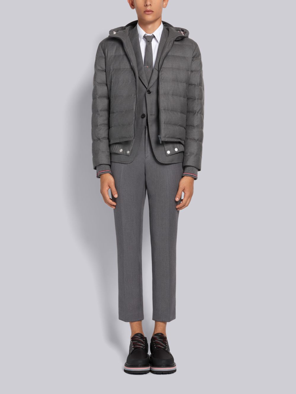 Thom Browne Medium Down Filled Super 120s Twill Ski Men Jackets Grey | HJW96Y49877