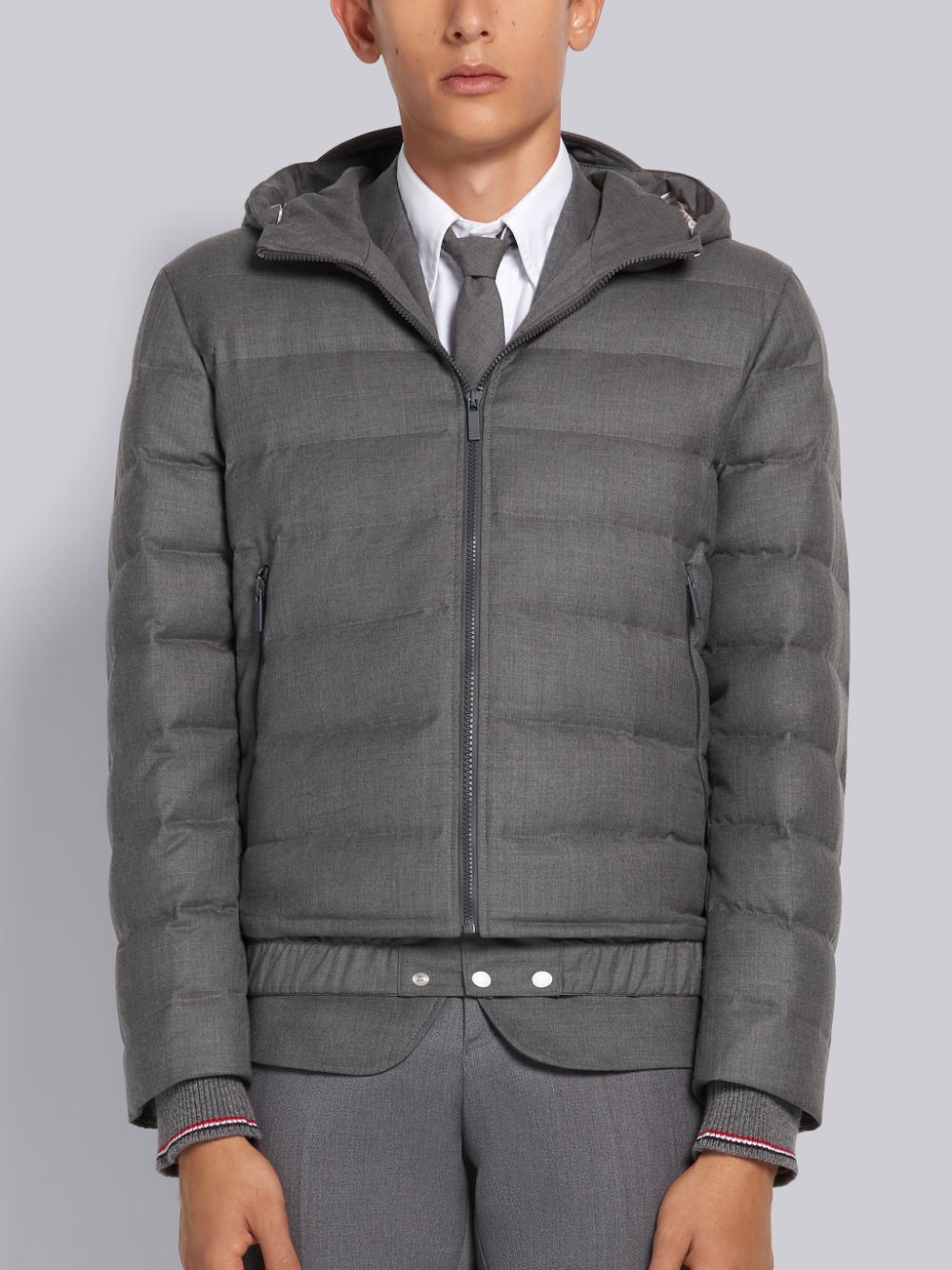 Thom Browne Medium Down Filled Super 120s Twill Ski Men Jackets Grey | HJW96Y49877