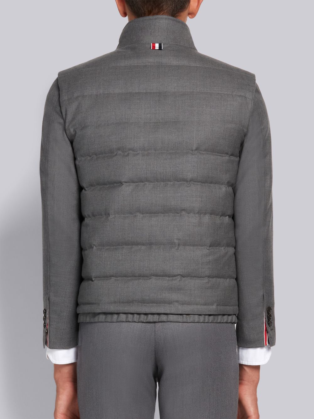 Thom Browne Medium Down Filled Super 120s Twill Ski Men Vest Grey | ZJJ80U06842