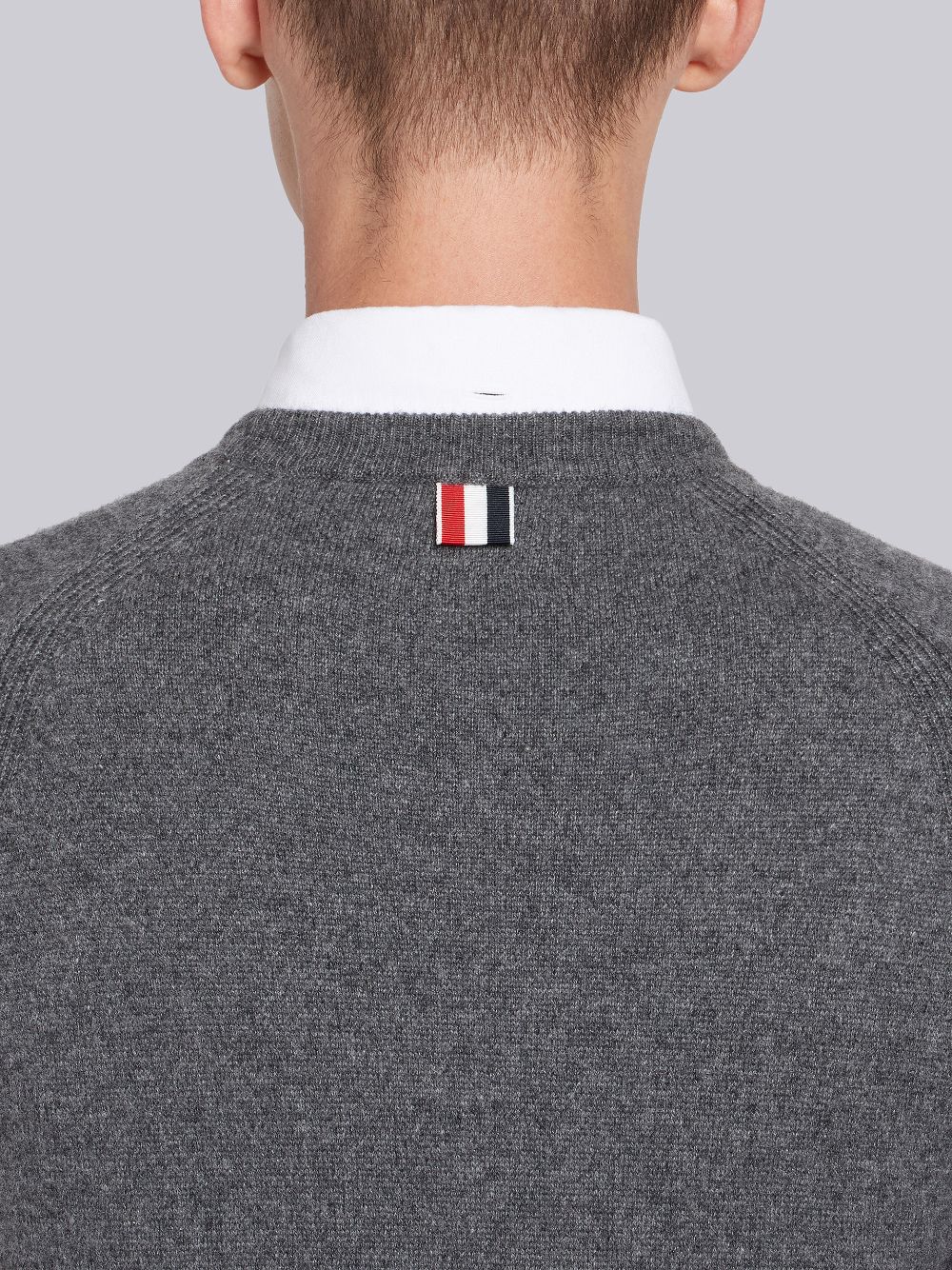 Thom Browne Medium French Terry Cashmere 4-Bar Crewneck Men Pullover Grey | HYG86O64635