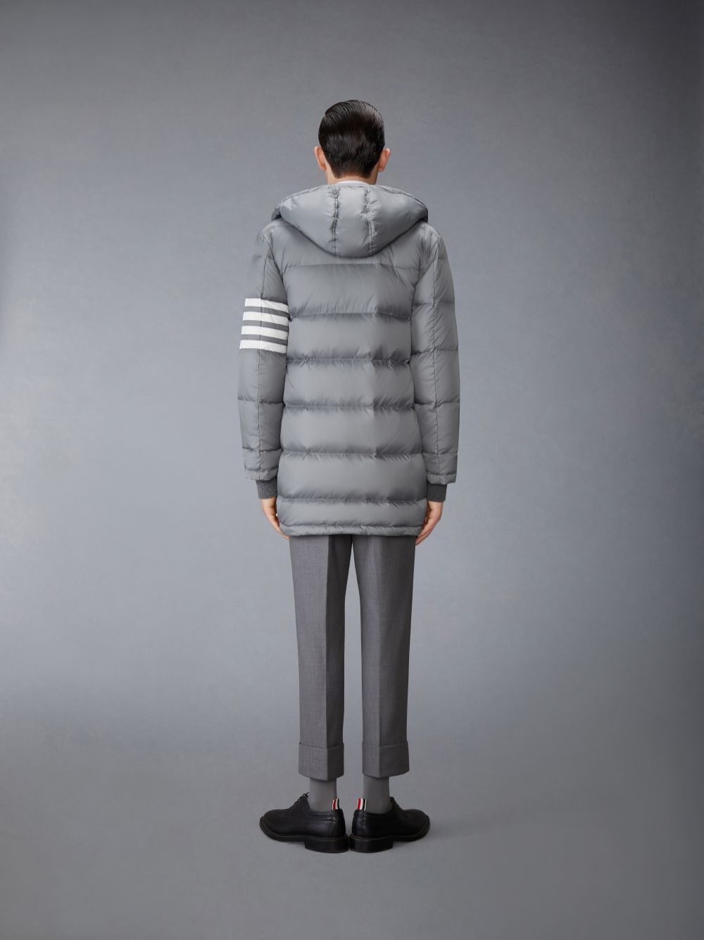 Thom Browne Medium Matte Nylon 4-Bar Down Men Coats Grey | FFG45N28497