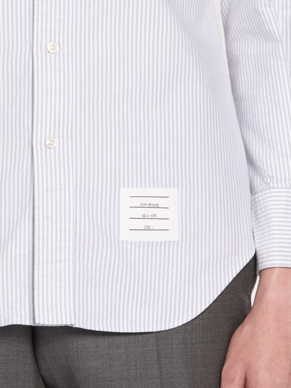 Thom Browne Medium Oxford Cotton University Stripe Grosgrain Armband Men Shirts White | PWT46J42334