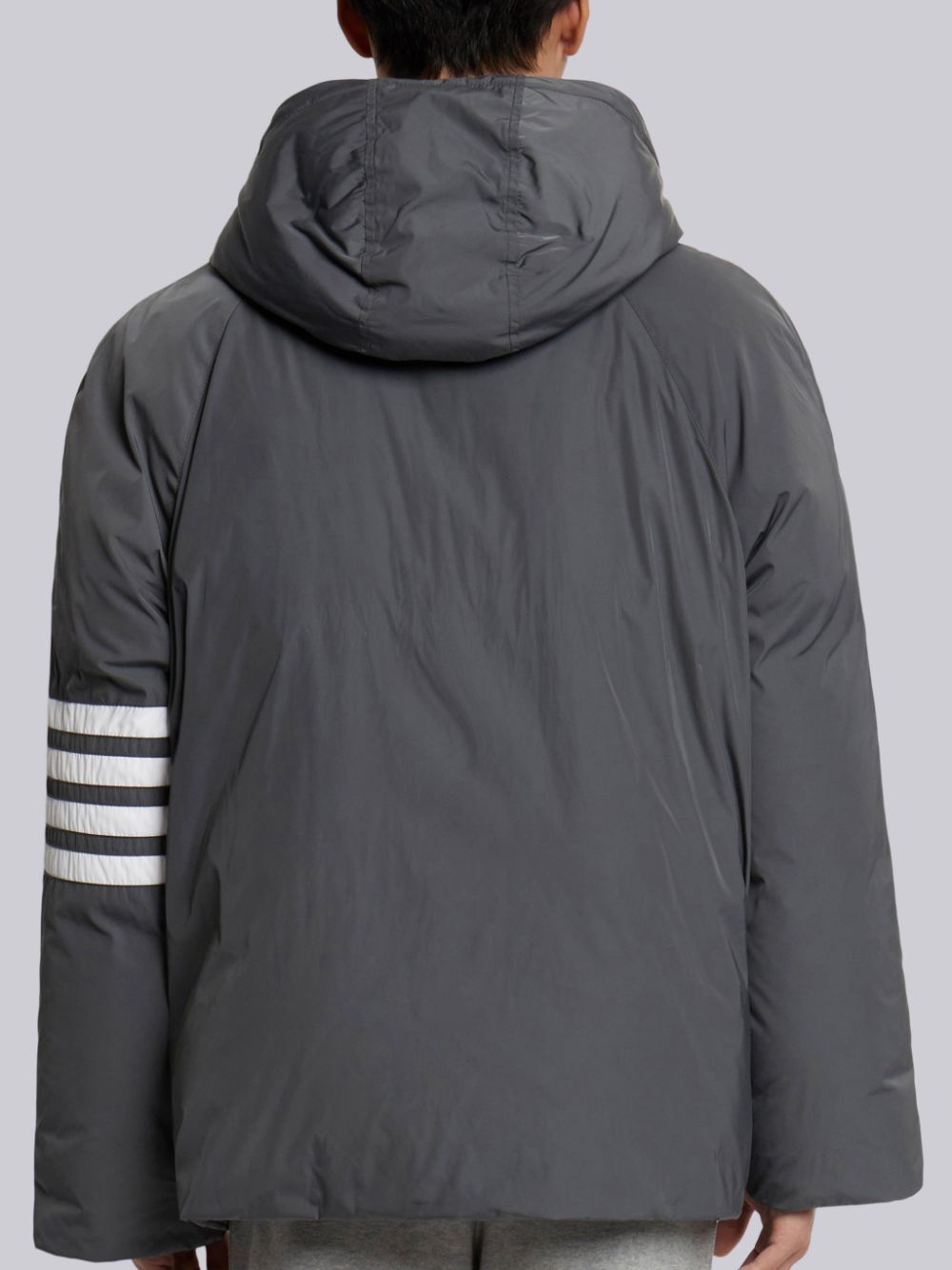 Thom Browne Medium Poly Twill 4-bar Sideline Football Men Parka Grey | LYT52U44390