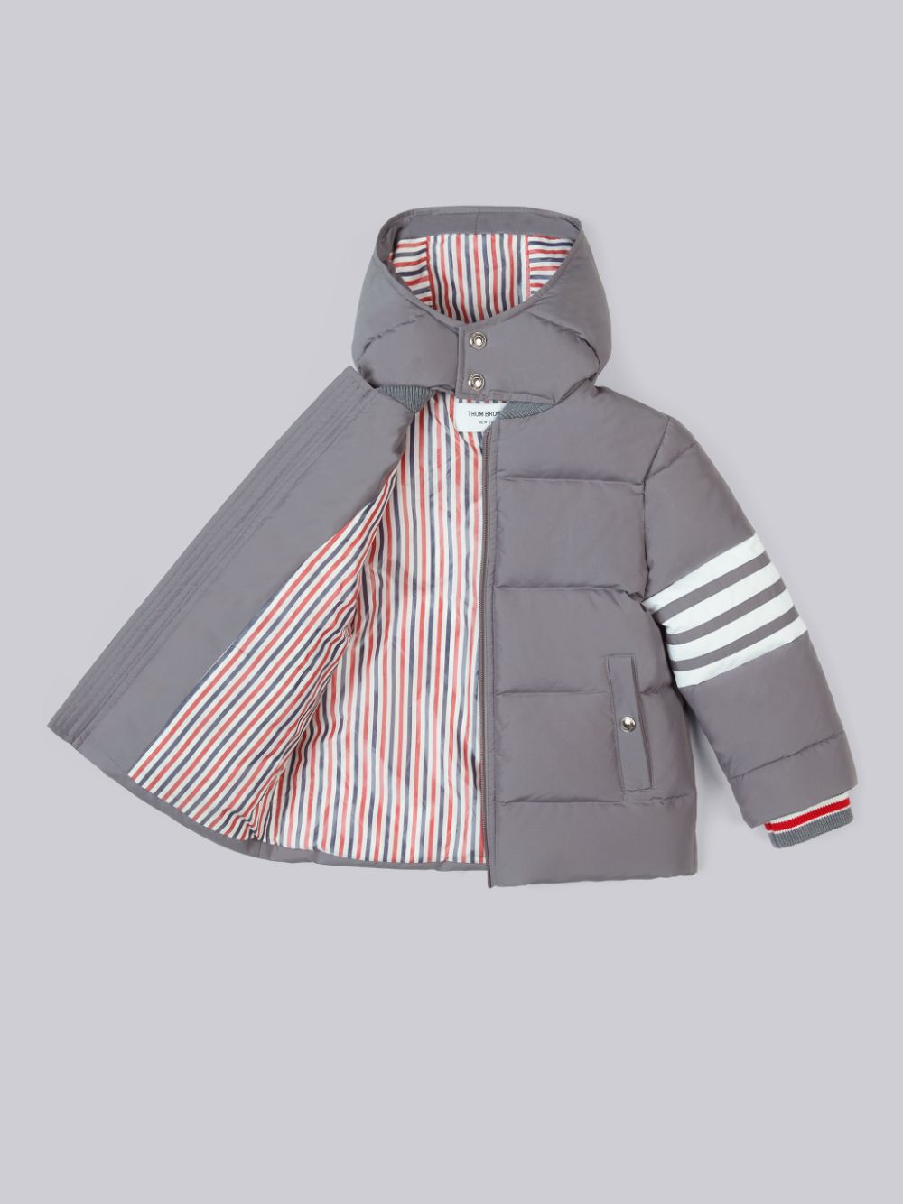 Thom Browne Medium Ripstop Downfilled Hooded 4-Bar Boys's Parka Grey | KRB82V23873