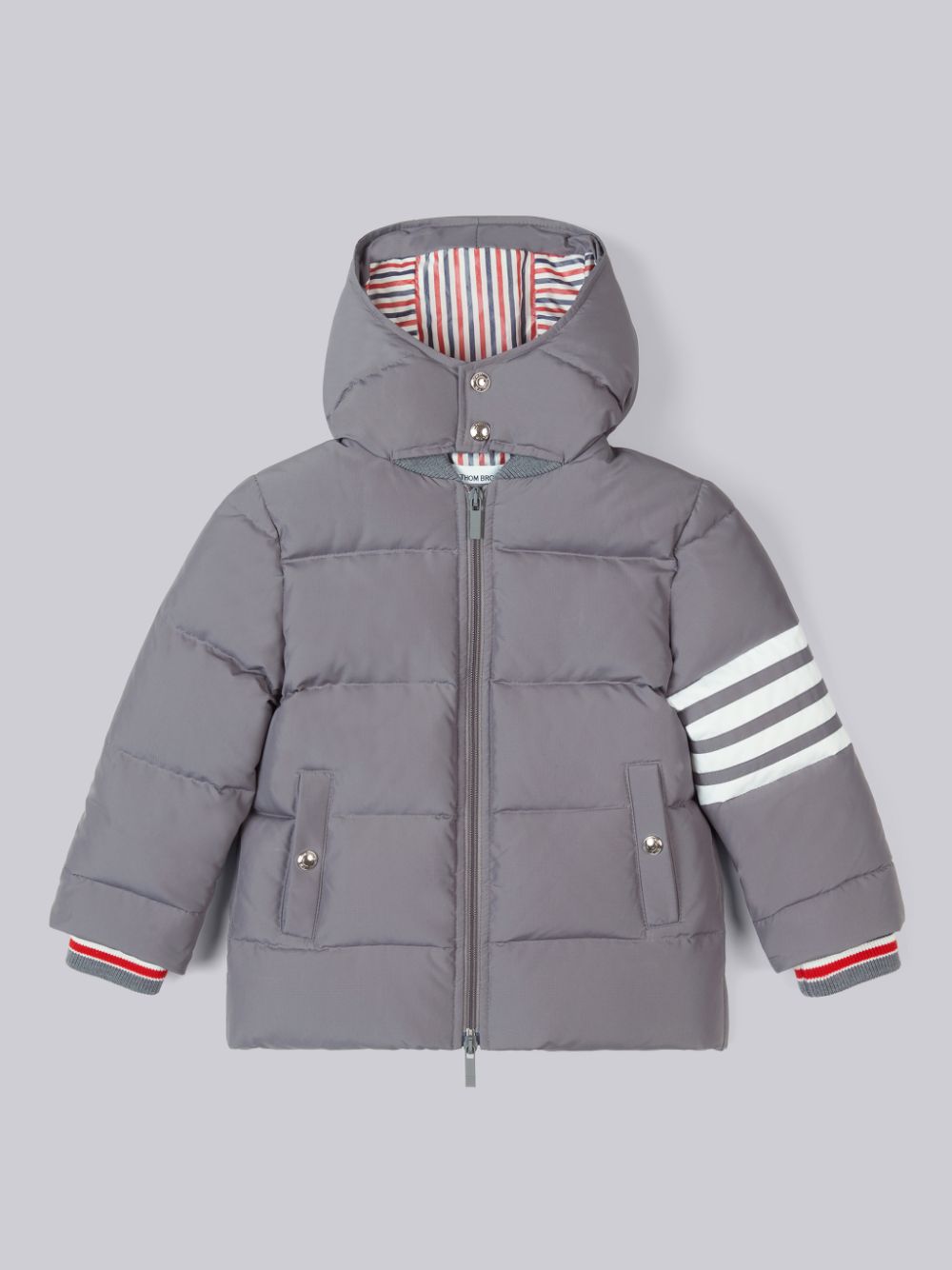 Thom Browne Medium Ripstop Downfilled Hooded 4-Bar Boys\'s Parka Grey | KRB82V23873