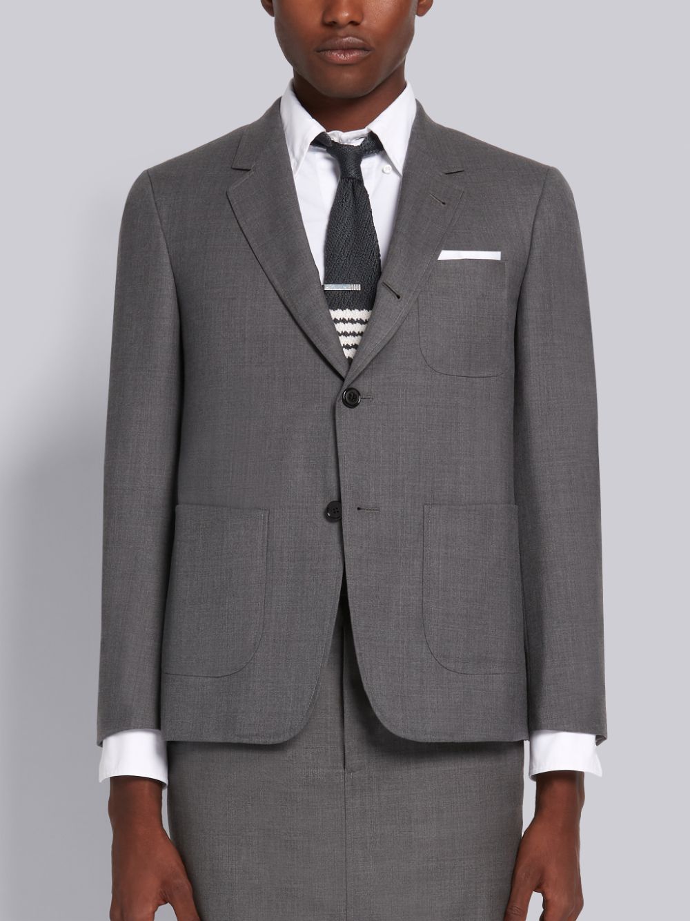 Thom Browne Medium Super 120s Wool Twill Sack Men Jackets Grey | QPS05X71947