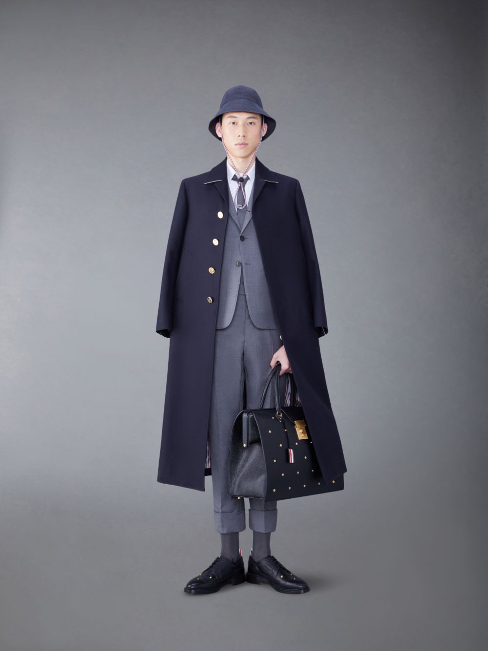 Thom Browne Melton Button Bal Collar Men Coats Blue | OJA96J89914