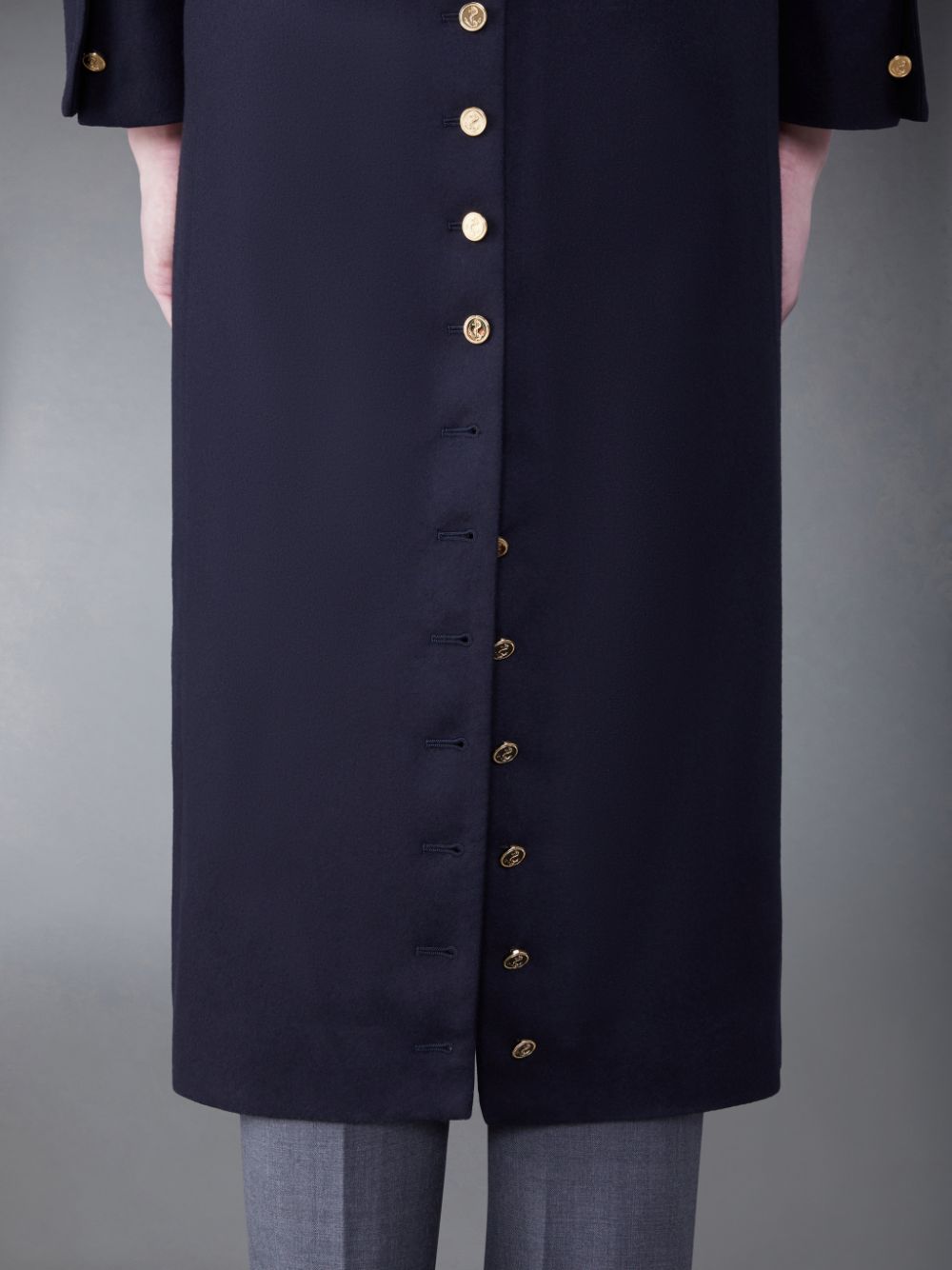 Thom Browne Melton Button Bal Collar Men Coats Blue | OJA96J89914