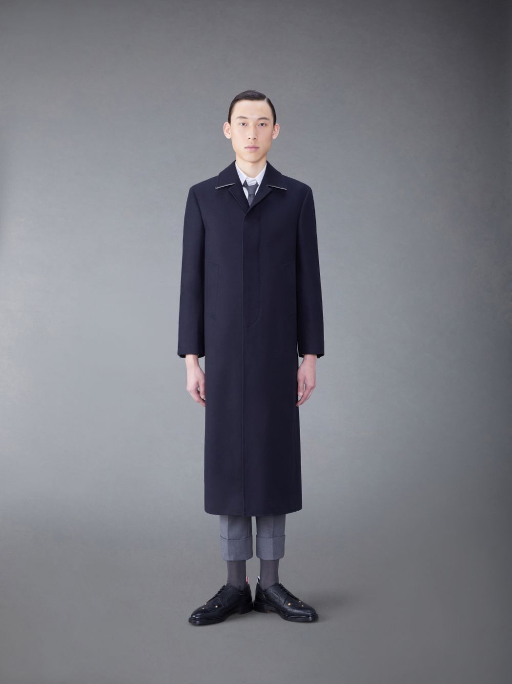 Thom Browne Melton Button Bal Collar Men Coats Blue | OJA96J89914