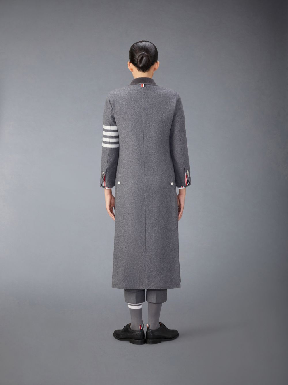 Thom Browne Melton Wool 4-Bar Chesterfield Women Coats Grey | HXA50J86849