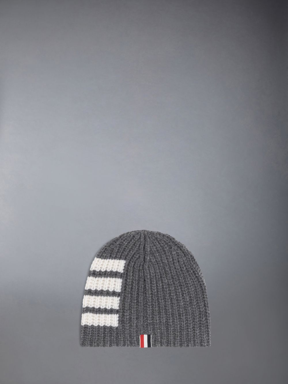 Thom Browne Merino 4-Bar Chunky Half Cardigan Stitch Men Beanie Grey | AAZ55T16353