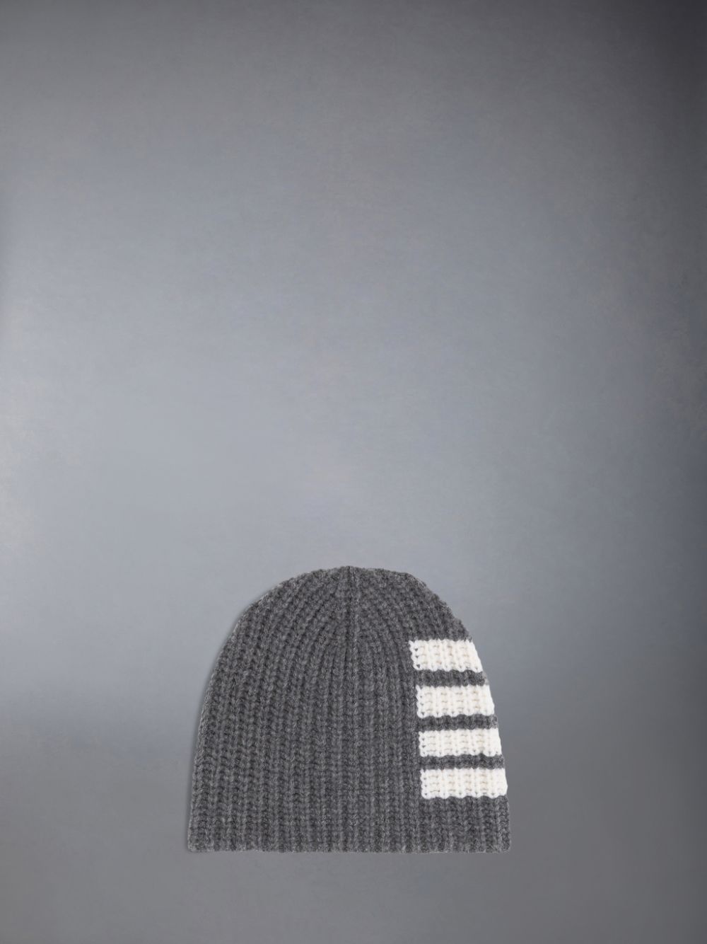 Thom Browne Merino 4-Bar Chunky Half Cardigan Stitch Men Beanie Grey | AAZ55T16353