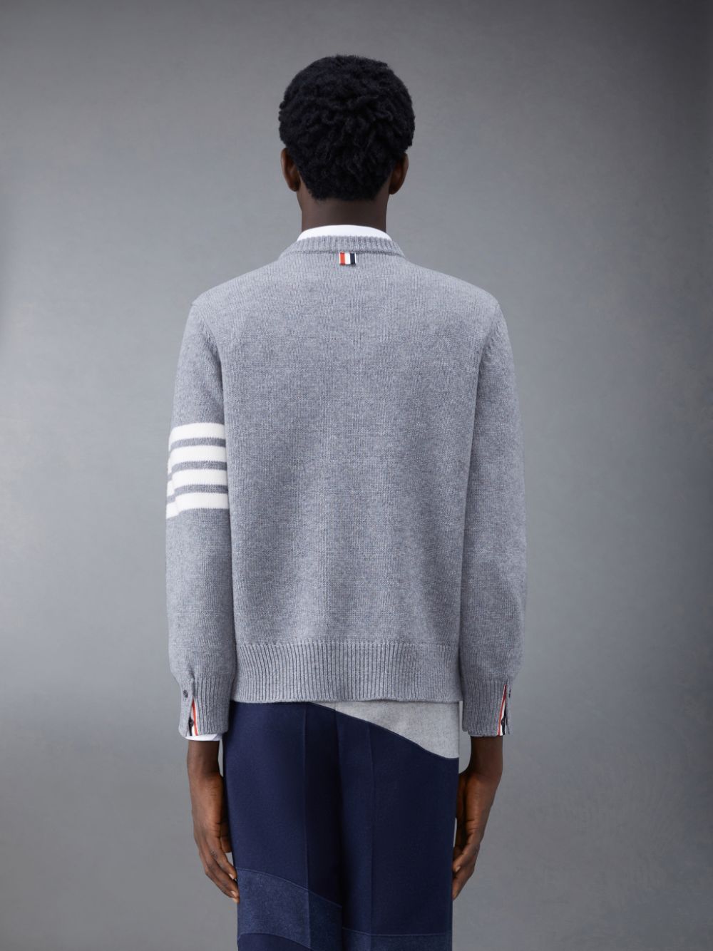 Thom Browne Merino Jersey 4-Bar Crew Neck Men Pullover Grey | QCU21X72355