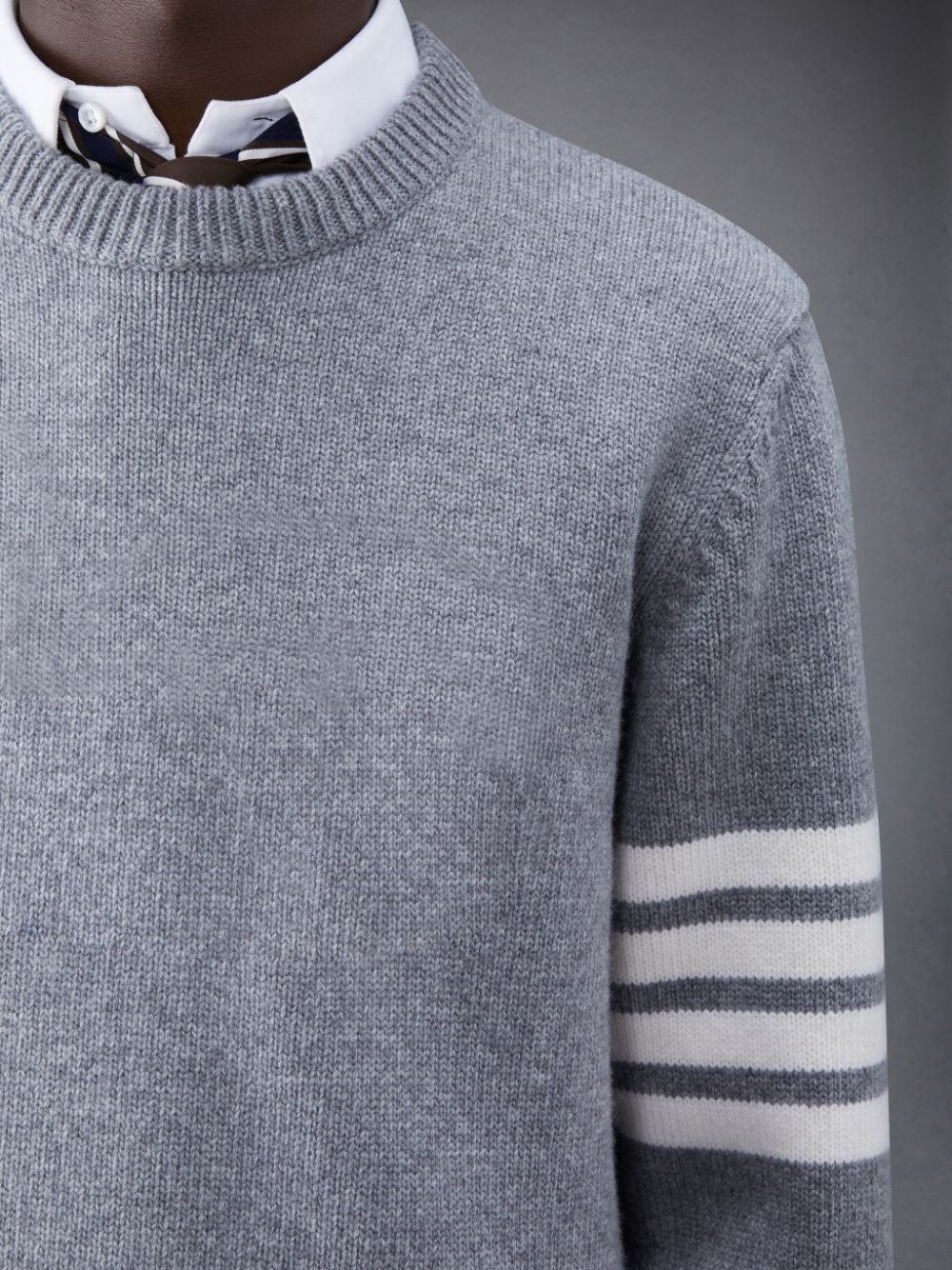 Thom Browne Merino Jersey 4-Bar Crew Neck Men Pullover Grey | QCU21X72355