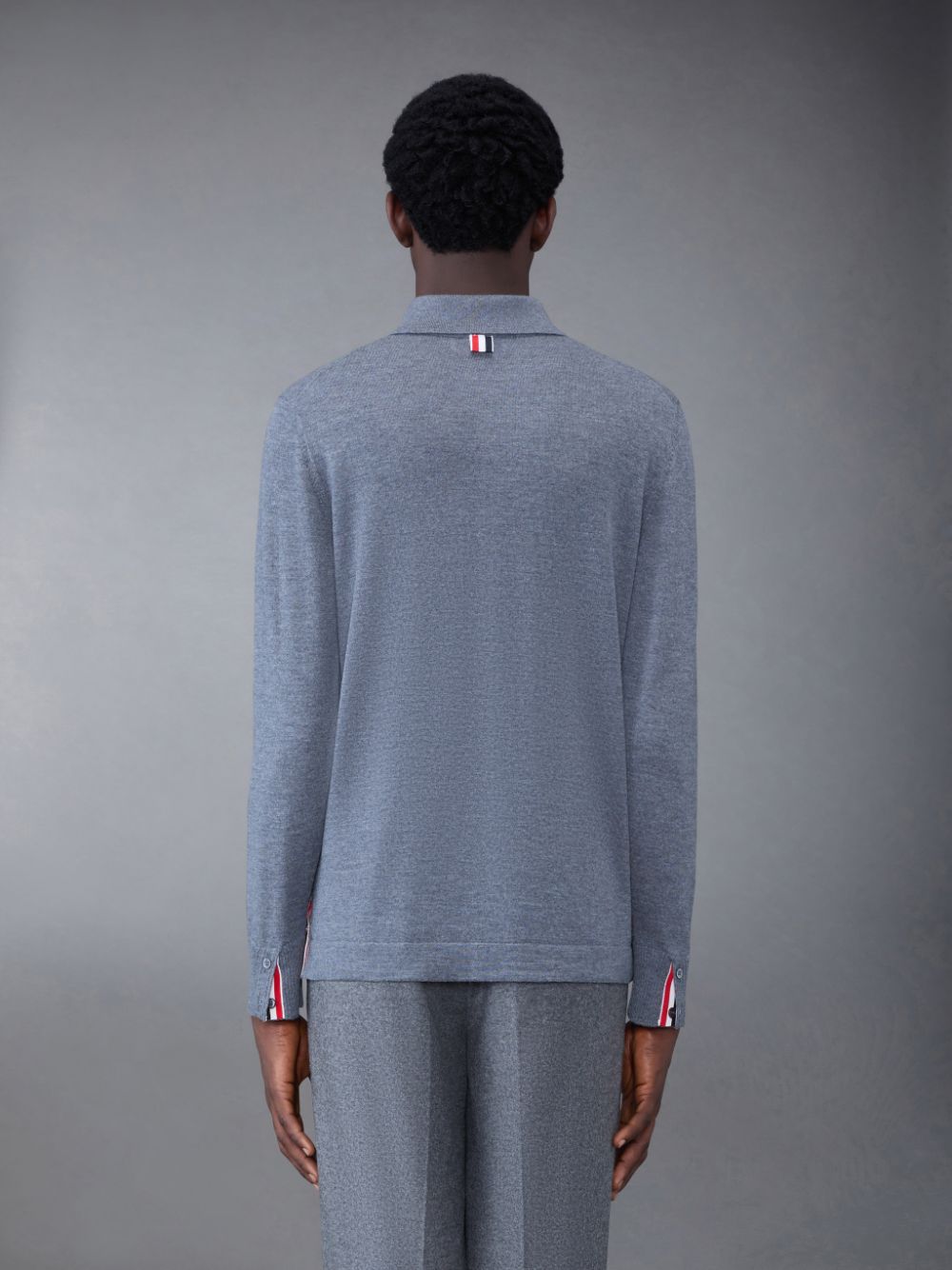 Thom Browne Merino Jersey Stripe Long Sleeve Men Shirts Grey | EAO62G87478