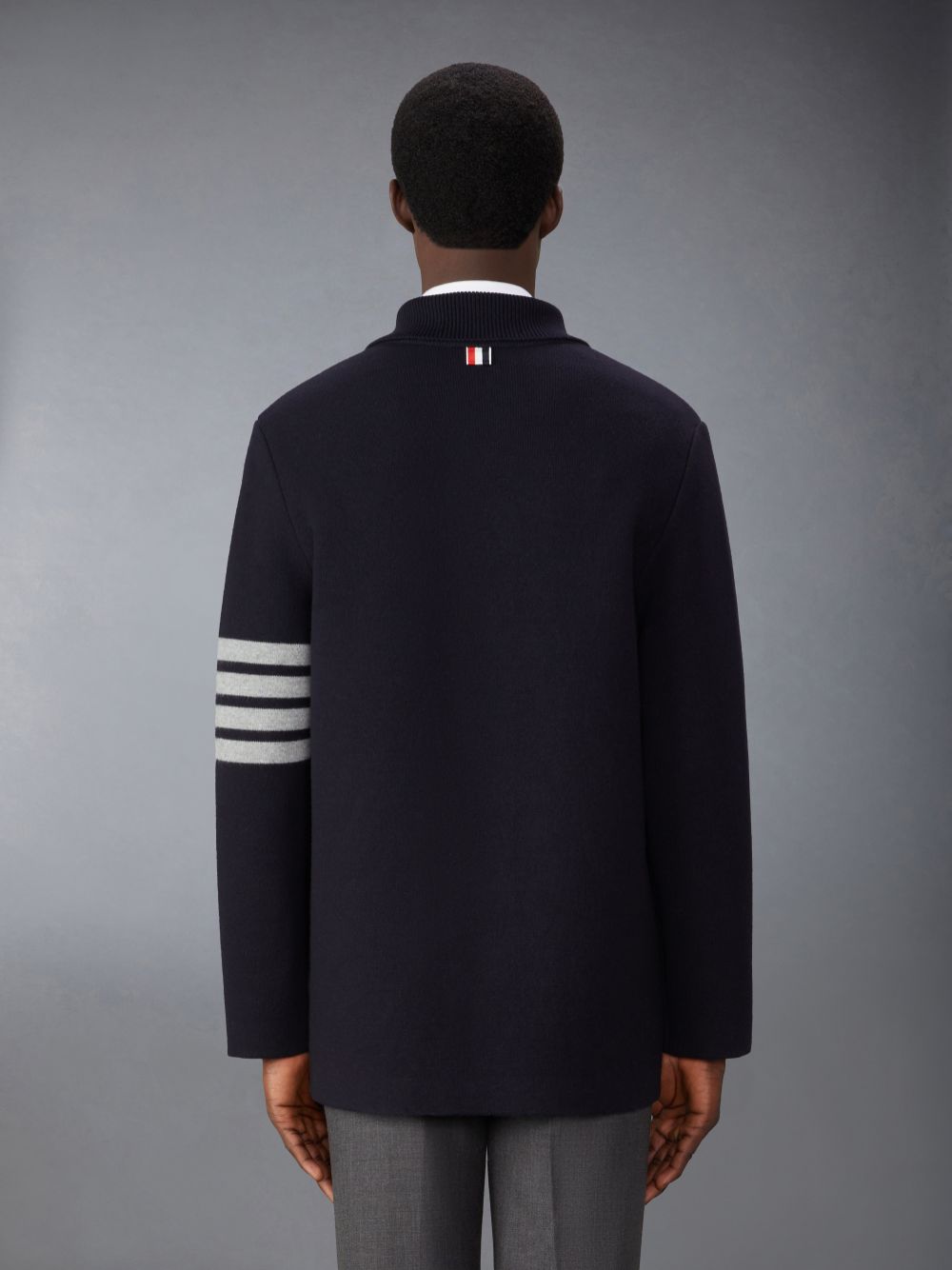 Thom Browne Merino Wool 4-Bar Car Men Coats Blue | IMA17W96610