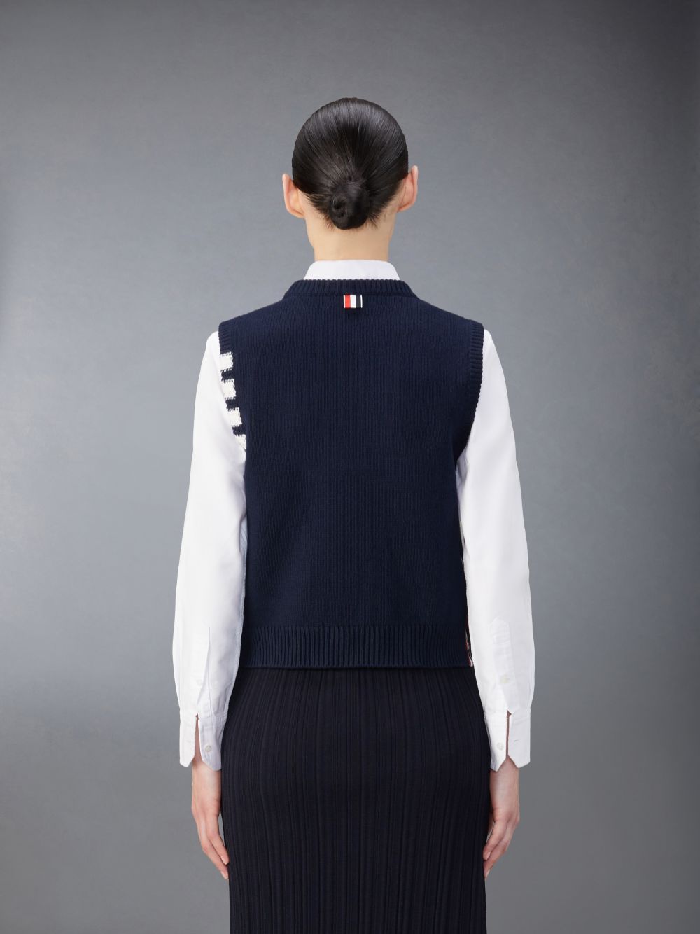 Thom Browne Merino Wool 4-Bar Rose Icon Shell Top Women Vest Blue | YFX55X63668