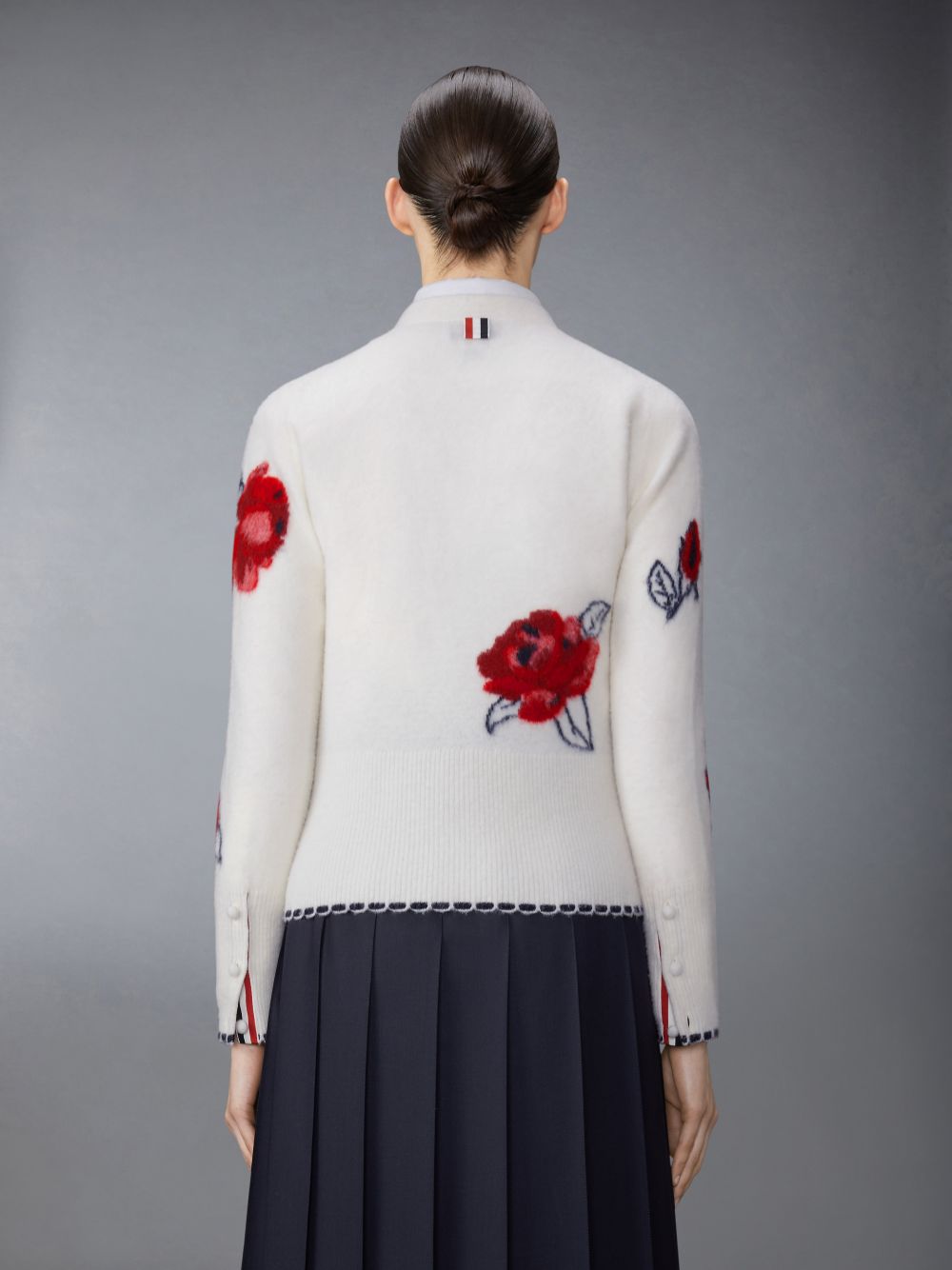 Thom Browne Merino Wool Brushed Rose Women Cardigan White | PWH23I68931