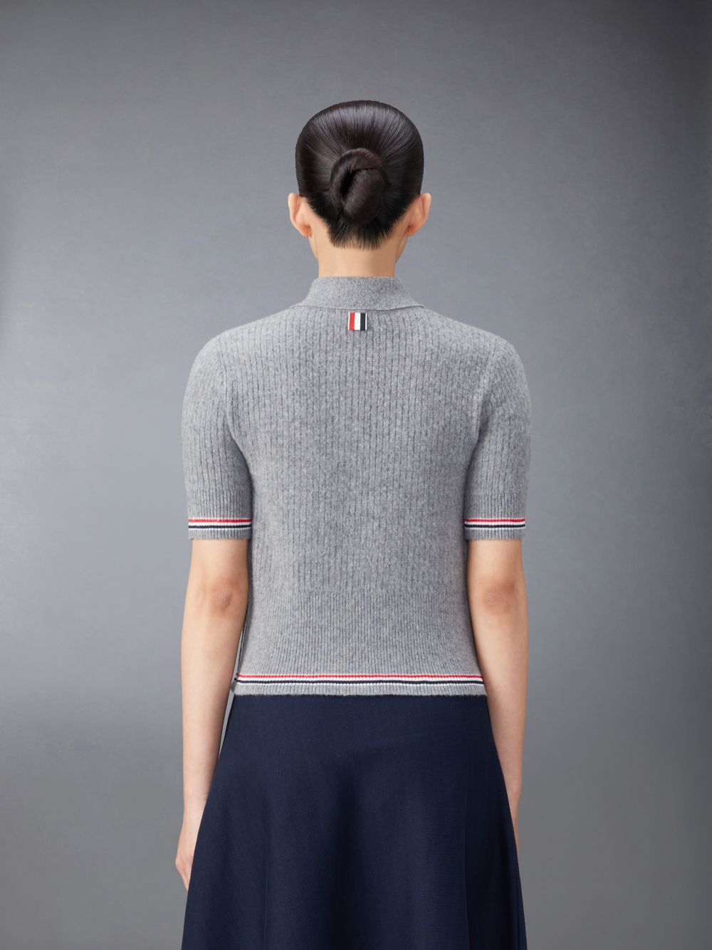 Thom Browne Merino Wool Brushed Tuck Stitch Keyhole Women Polo Shirt Grey | QDW59R68554