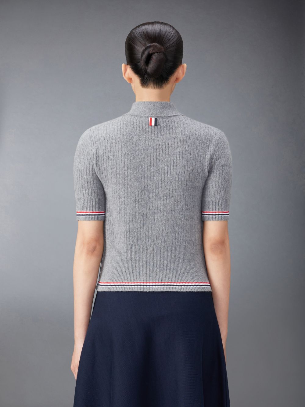 Thom Browne Merino Wool Brushed Tuck Stitch Keyhole Women Polo Shirt Grey | QDW59R68554