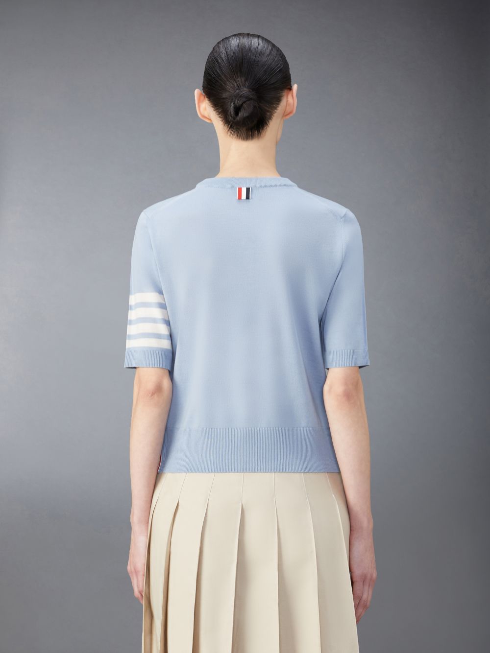 Thom Browne Merino Wool Jersey Stitch 4-Bar Women T Shirts Blue | ZOV83W21594