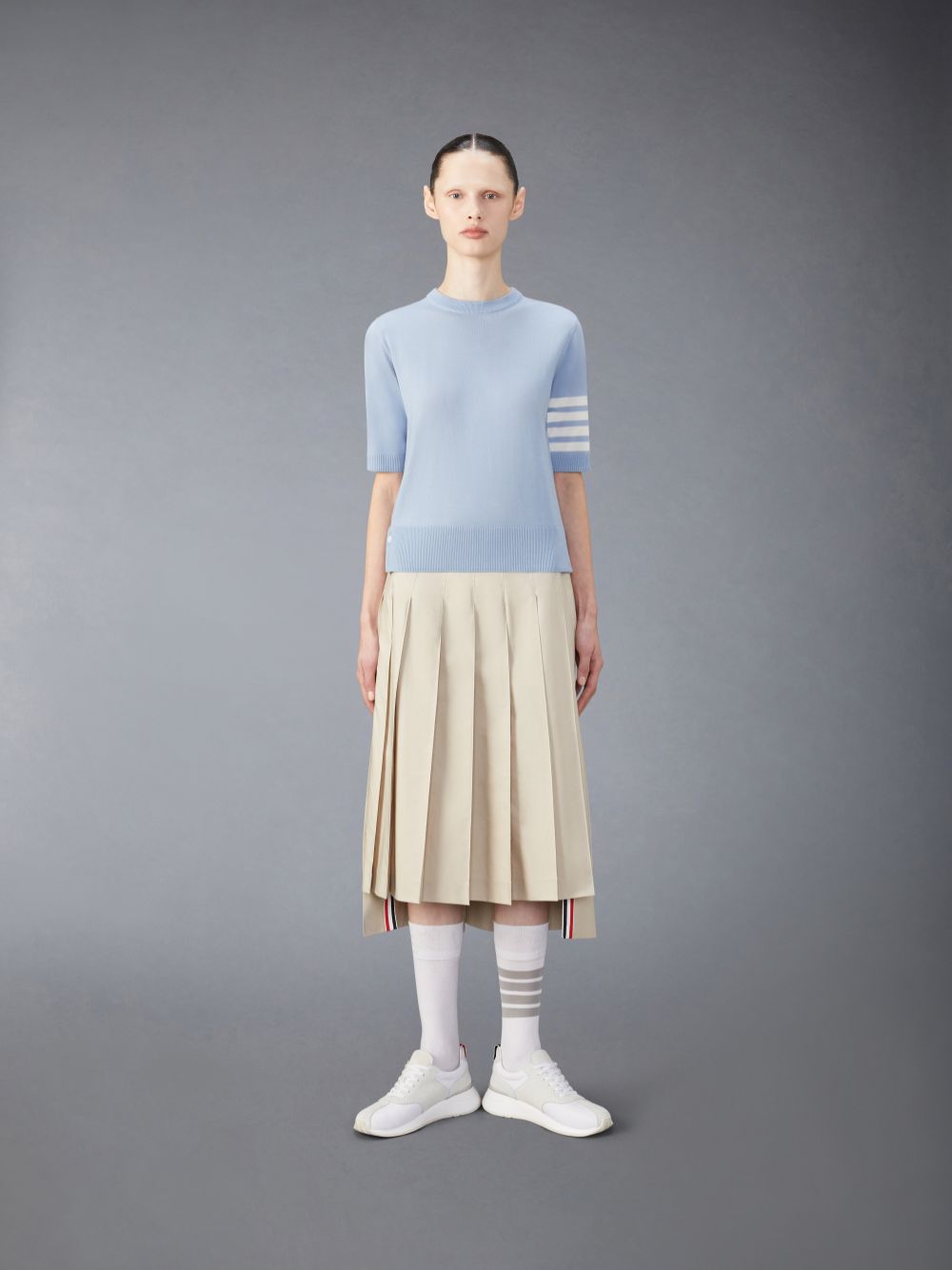 Thom Browne Merino Wool Jersey Stitch 4-Bar Women T Shirts Blue | ZOV83W21594