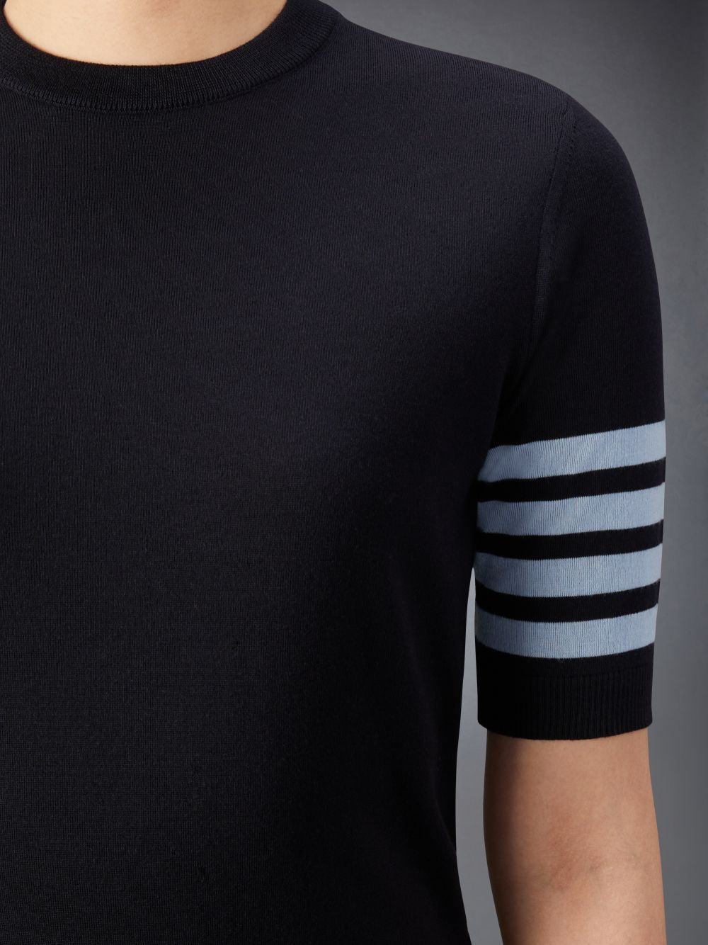 Thom Browne Merino Wool Jersey Stitch 4-Bar Women T Shirts Blue | XMG14T90665