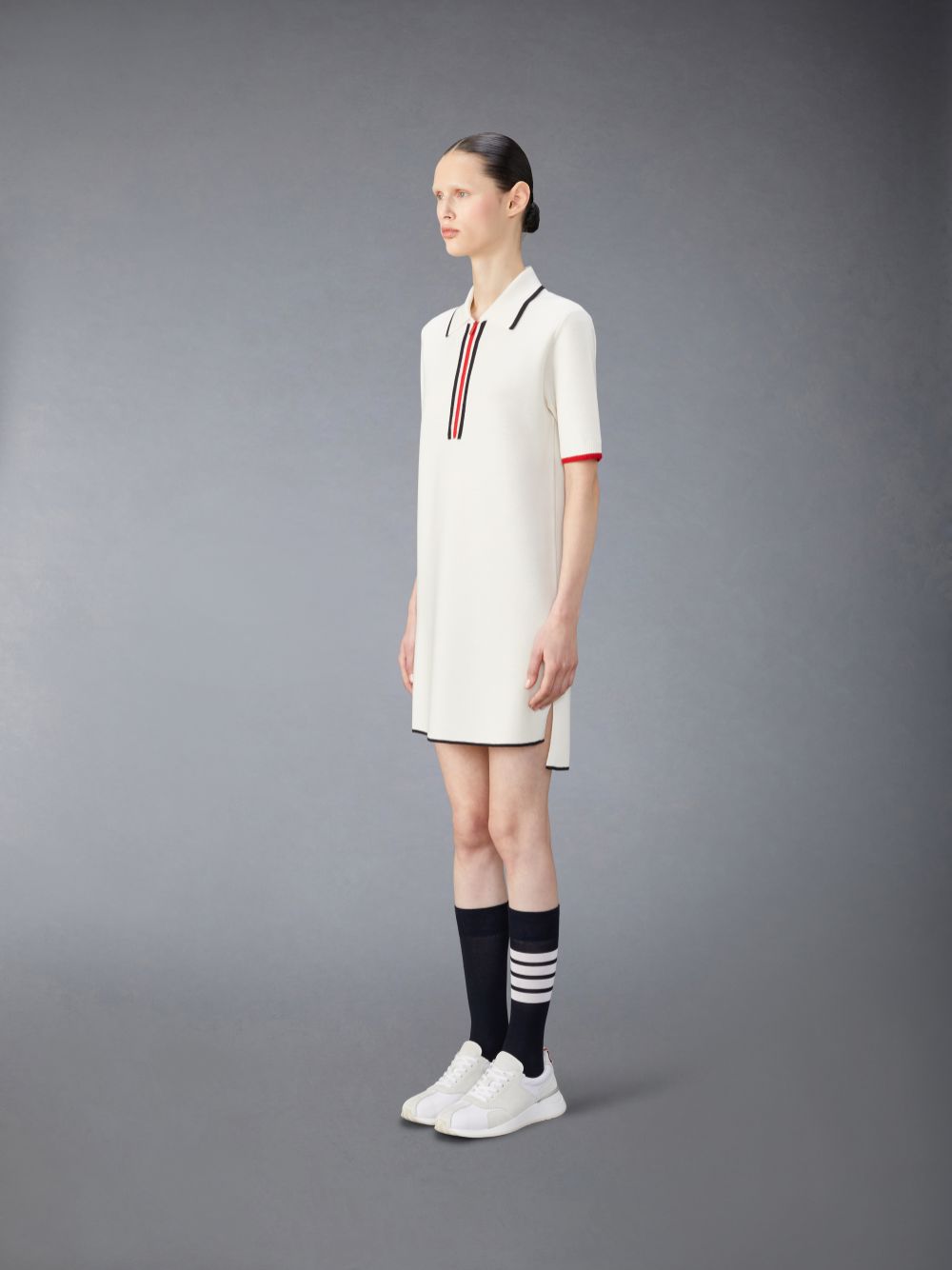 Thom Browne Merino Wool Milano Stitch Zip up Polo Women Dress Beige | KSK82Q95381