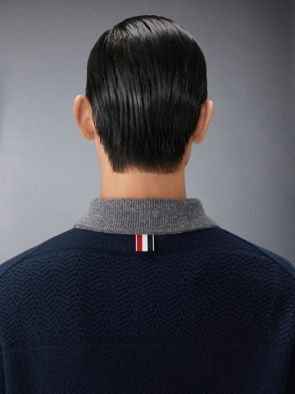 Thom Browne Merino Wool Textured Rugby Stripe 4-Bar Men Polo Shirt Blue | XHQ04K50950