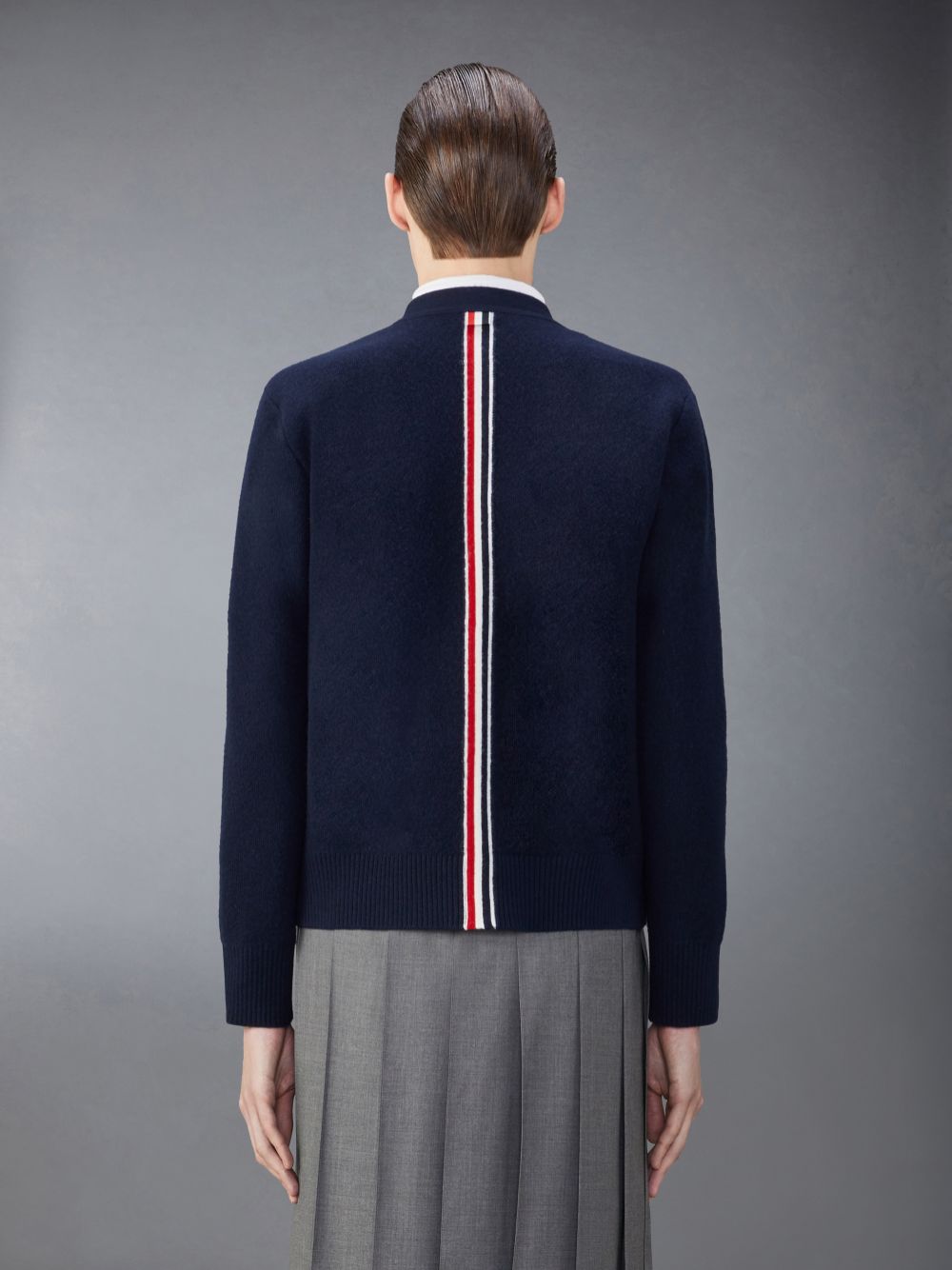 Thom Browne Merino Wool Washed Pique Men Cardigan Blue | HHE36G35225