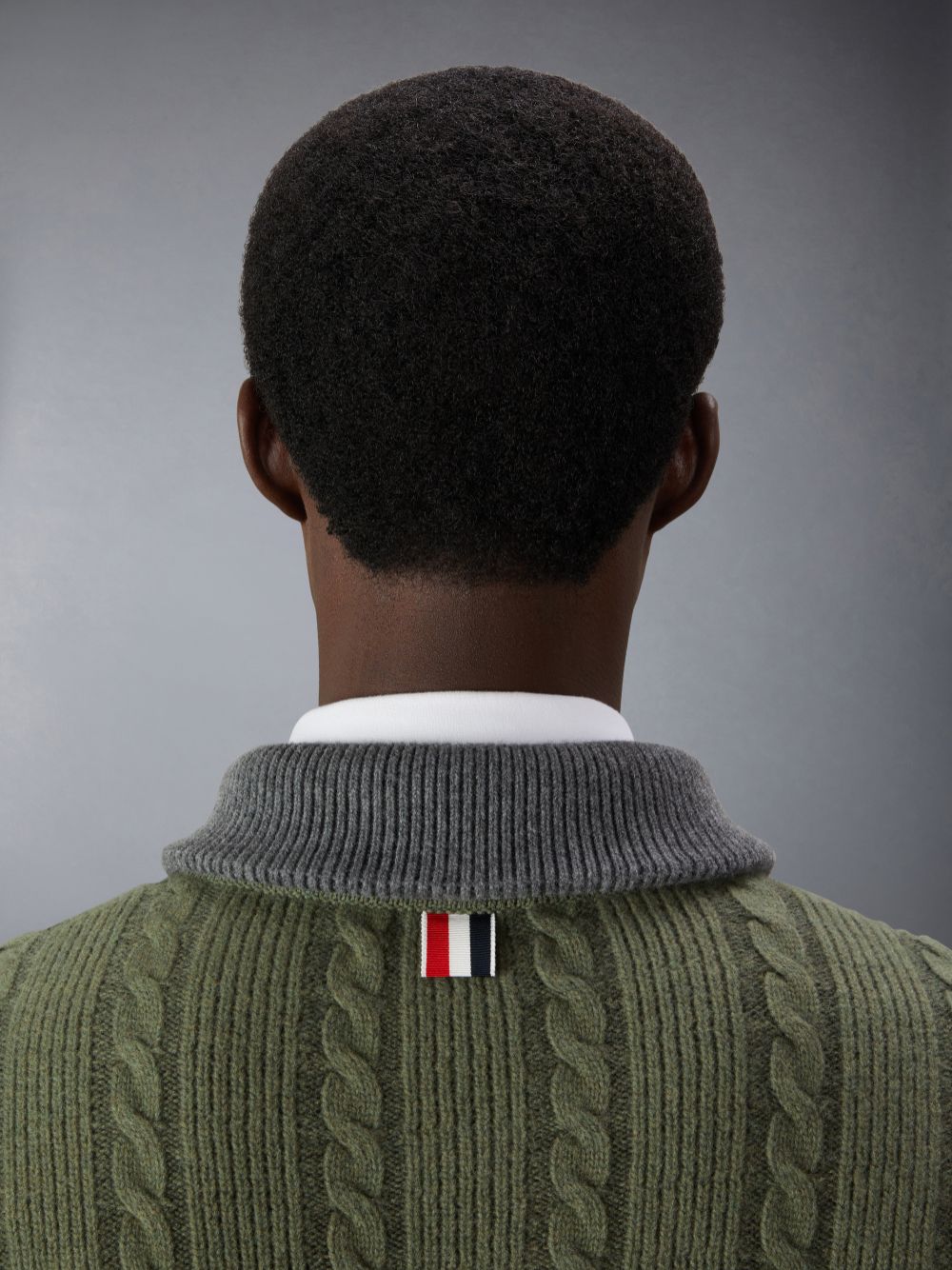 Thom Browne Merino Wool and Cotton Cable Bomber Men Jackets Green | MGG01C92339