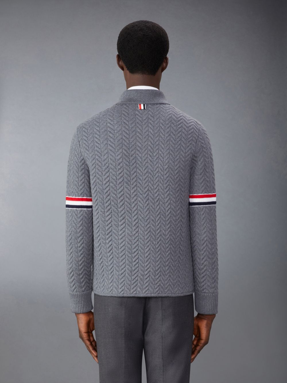 Thom Browne Merino Wool and Cotton Quilted Armband Work Men Jackets Grey | MXV72Y67727