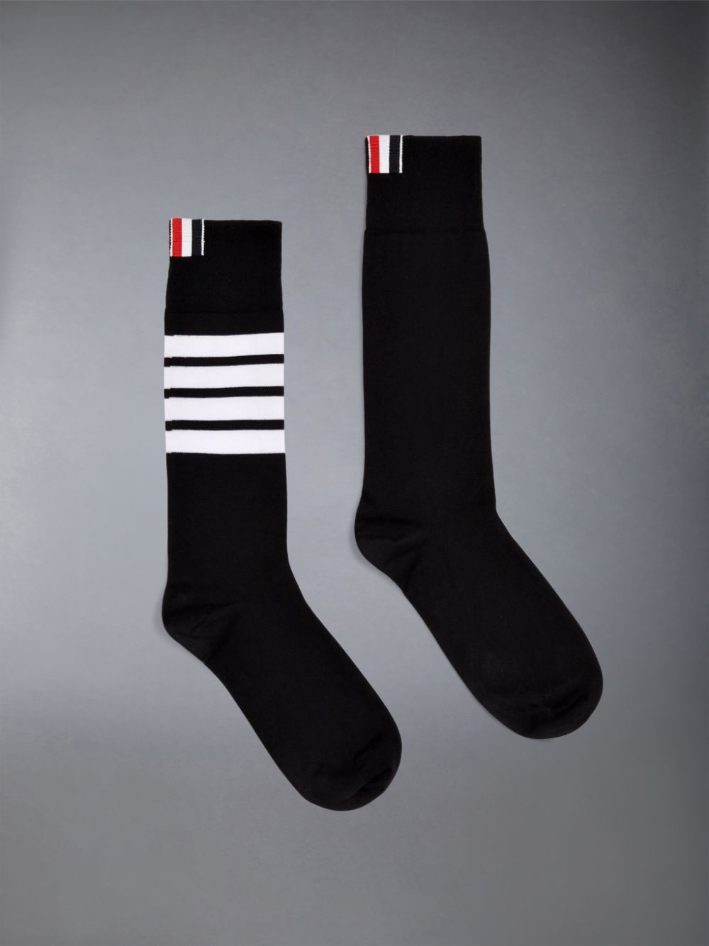 Thom Browne Mid-Calf Cotton 4-Bar Women Socks Black | VYE01N94691