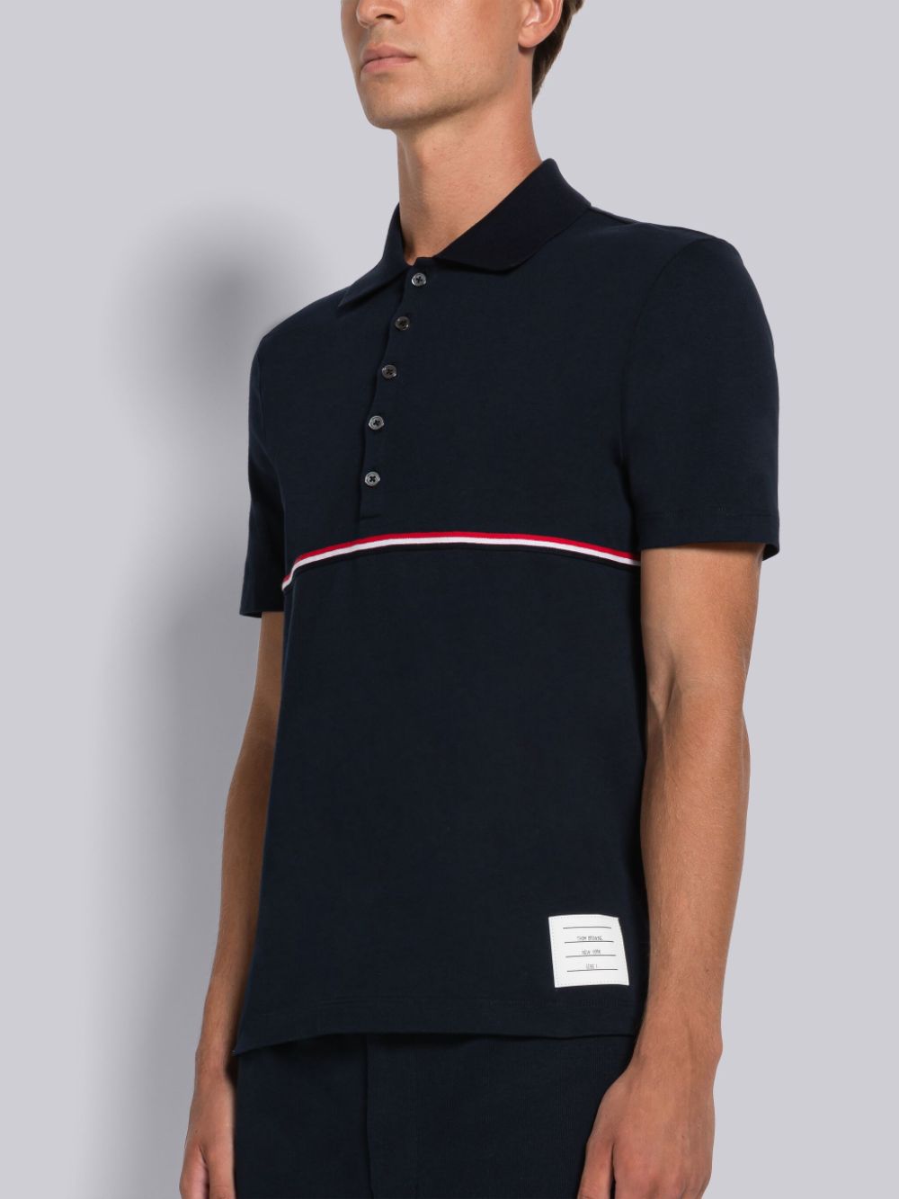 Thom Browne Midweight Jersey Stripe Short Sleeve Men Polo Shirt Blue | FZW97T13801