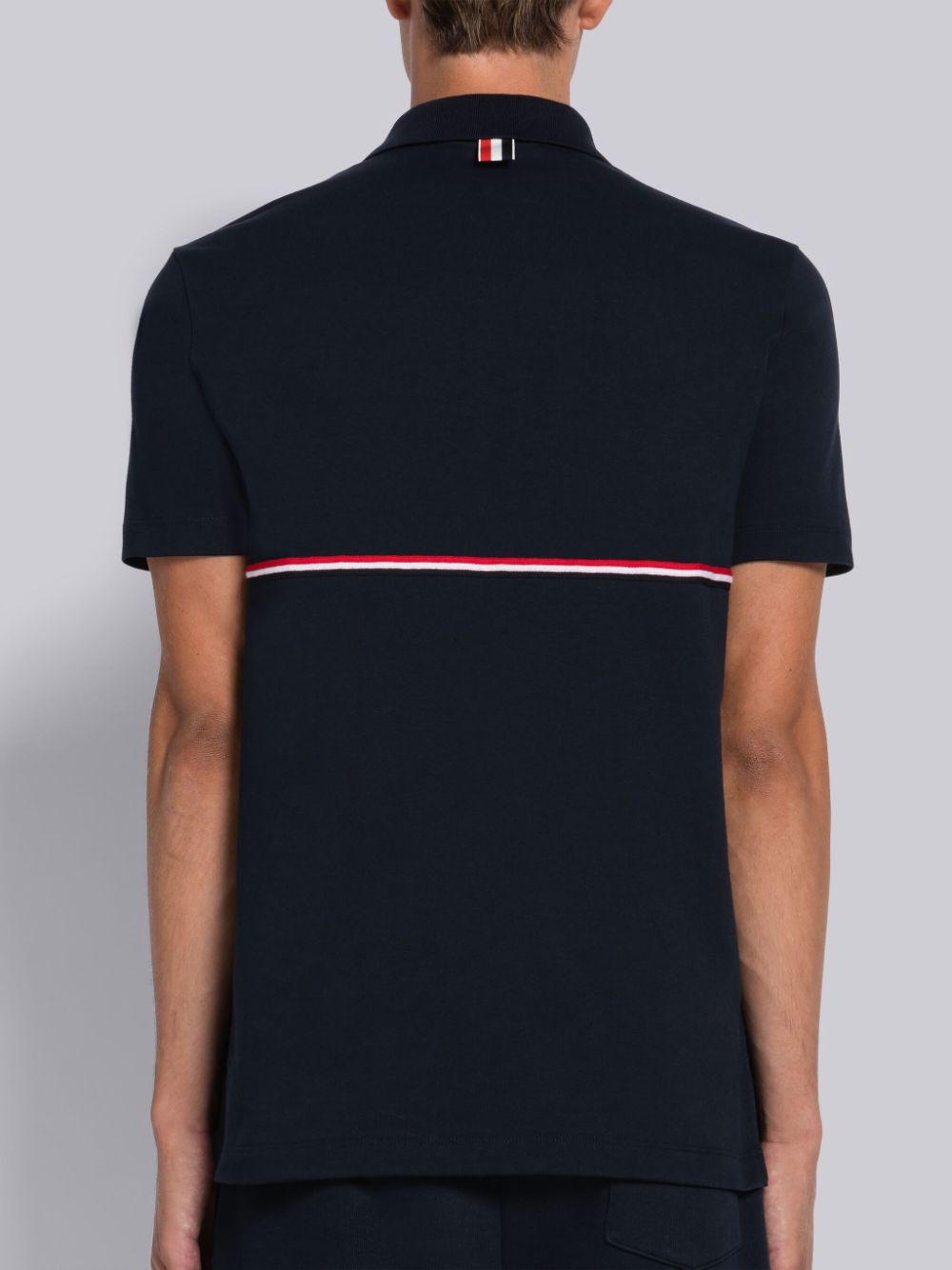 Thom Browne Midweight Jersey Stripe Short Sleeve Men Polo Shirt Blue | FZW97T13801