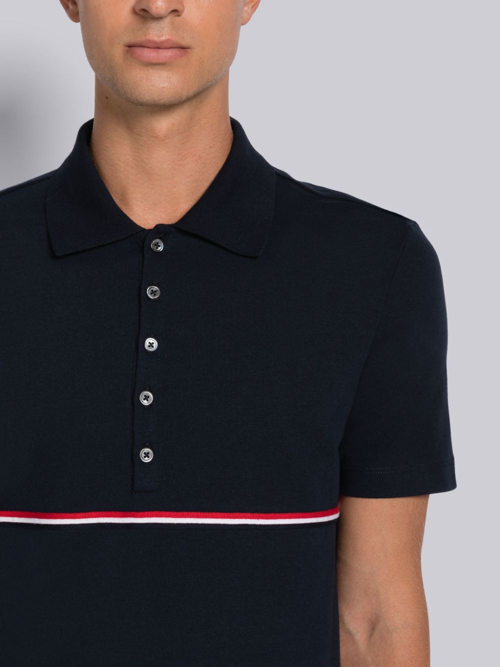 Thom Browne Midweight Jersey Stripe Short Sleeve Men Polo Shirt Blue | FZW97T13801