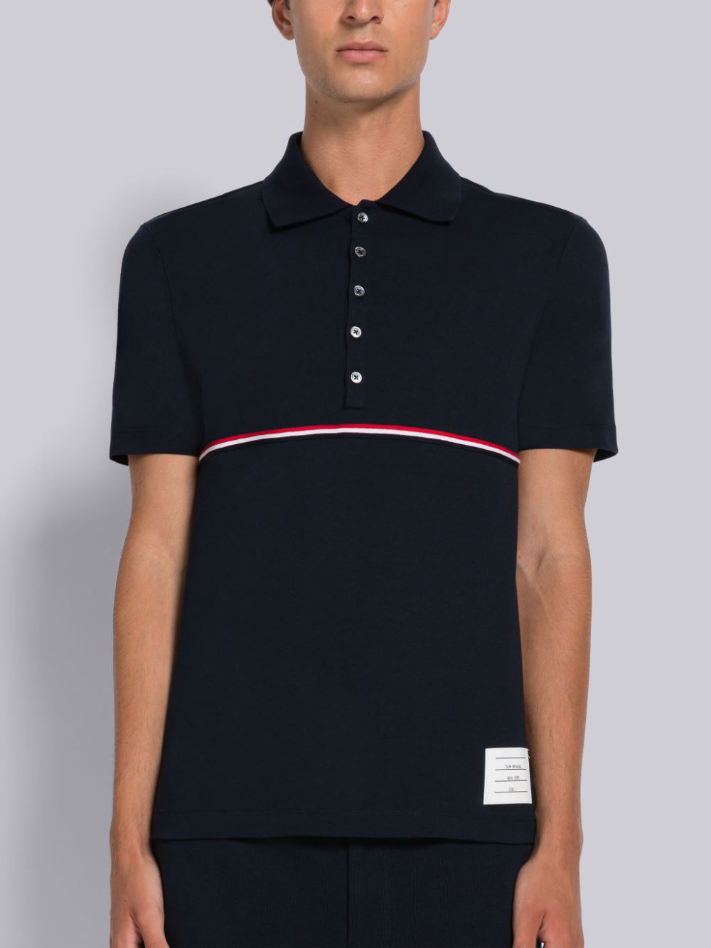 Thom Browne Midweight Jersey Stripe Short Sleeve Men Polo Shirt Blue | FZW97T13801