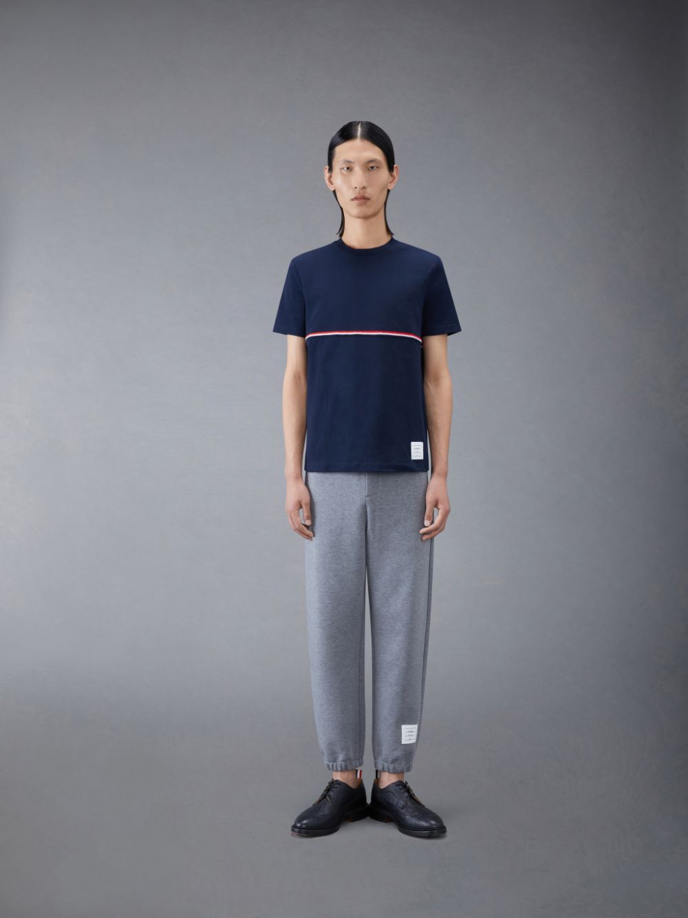 Thom Browne Midweight Jersey Stripe Short Sleeve Men T Shirts Blue | LRF99C32583